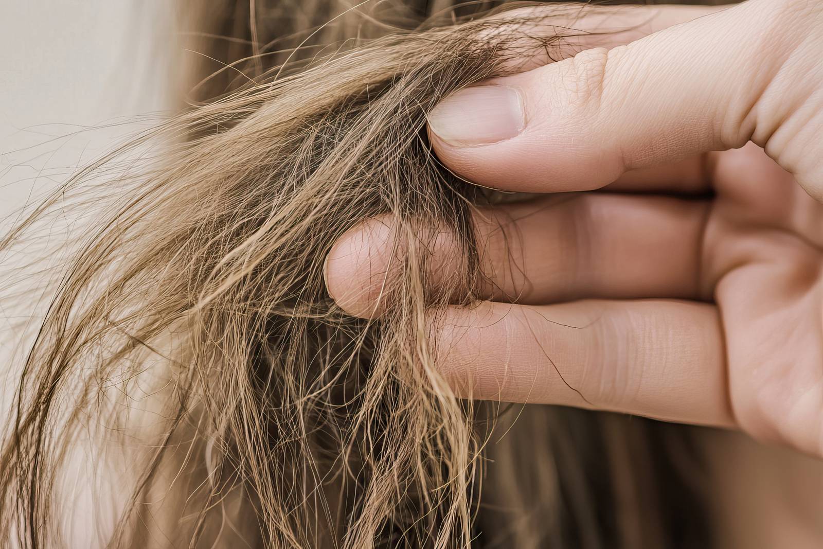Dry brittle hair from untreated shower water
